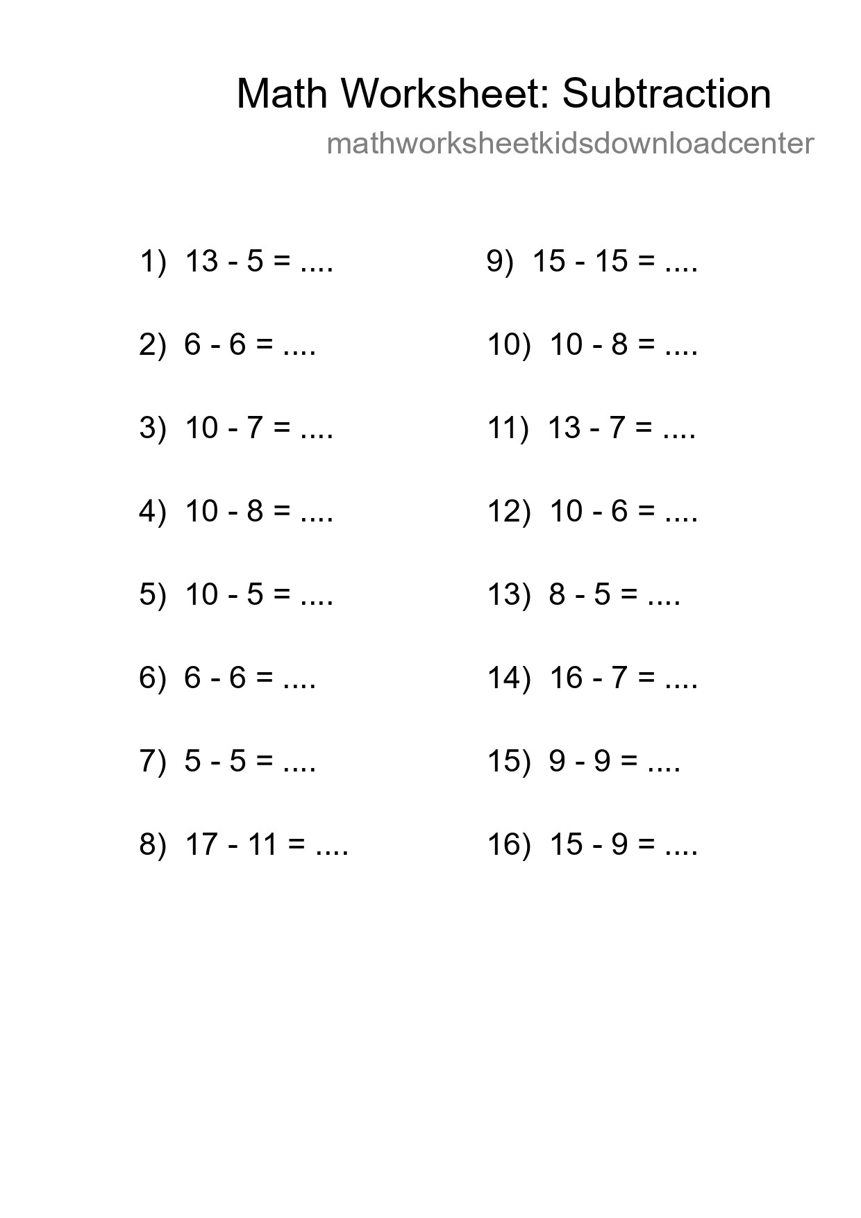 Free 16 Subtraction Math Worksheet For Grade 2 With Answers - Part 129