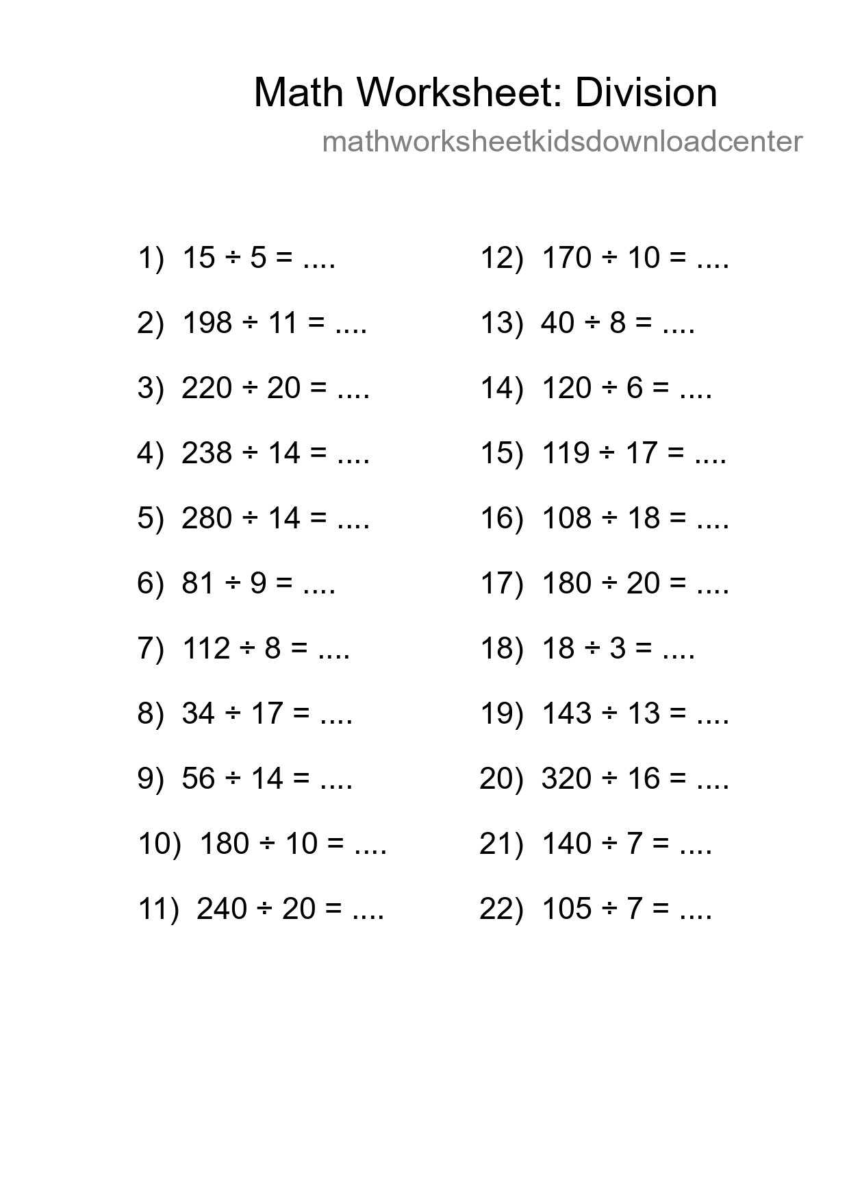Free 22 Division Math Worksheet For Grade 2 With Answers - Part 37