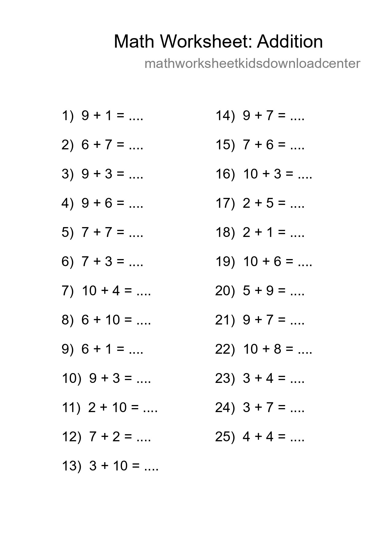 Free 25 Addition Math Worksheet For Grade 1 With Answers - Part 144