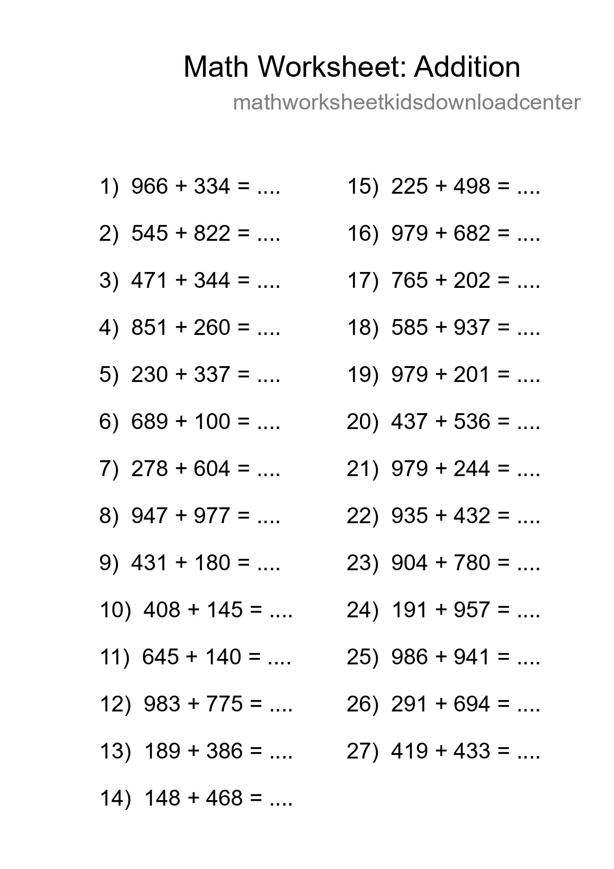 Free 27 Addition Math Worksheet For Grade 5 With Answers - Part 210