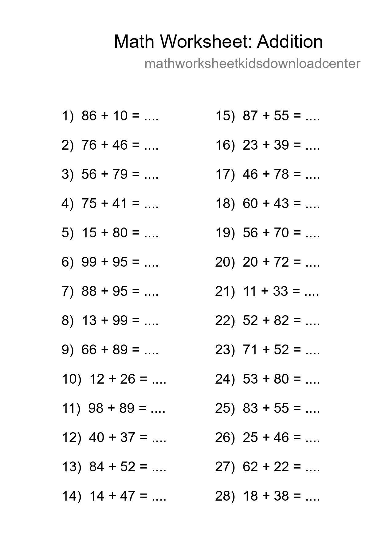 Free 28 Addition Math Worksheet For Grade 3 With Answers - Part 133