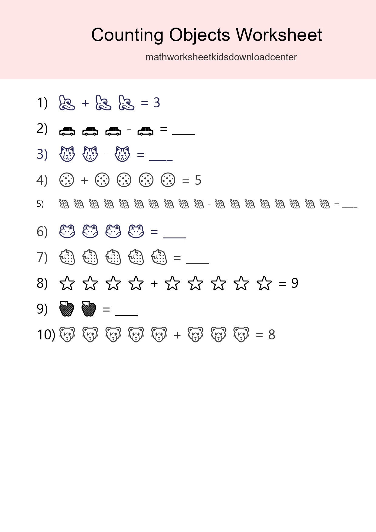 Free Counting Objects Worksheet For Kindergarten - Part 201