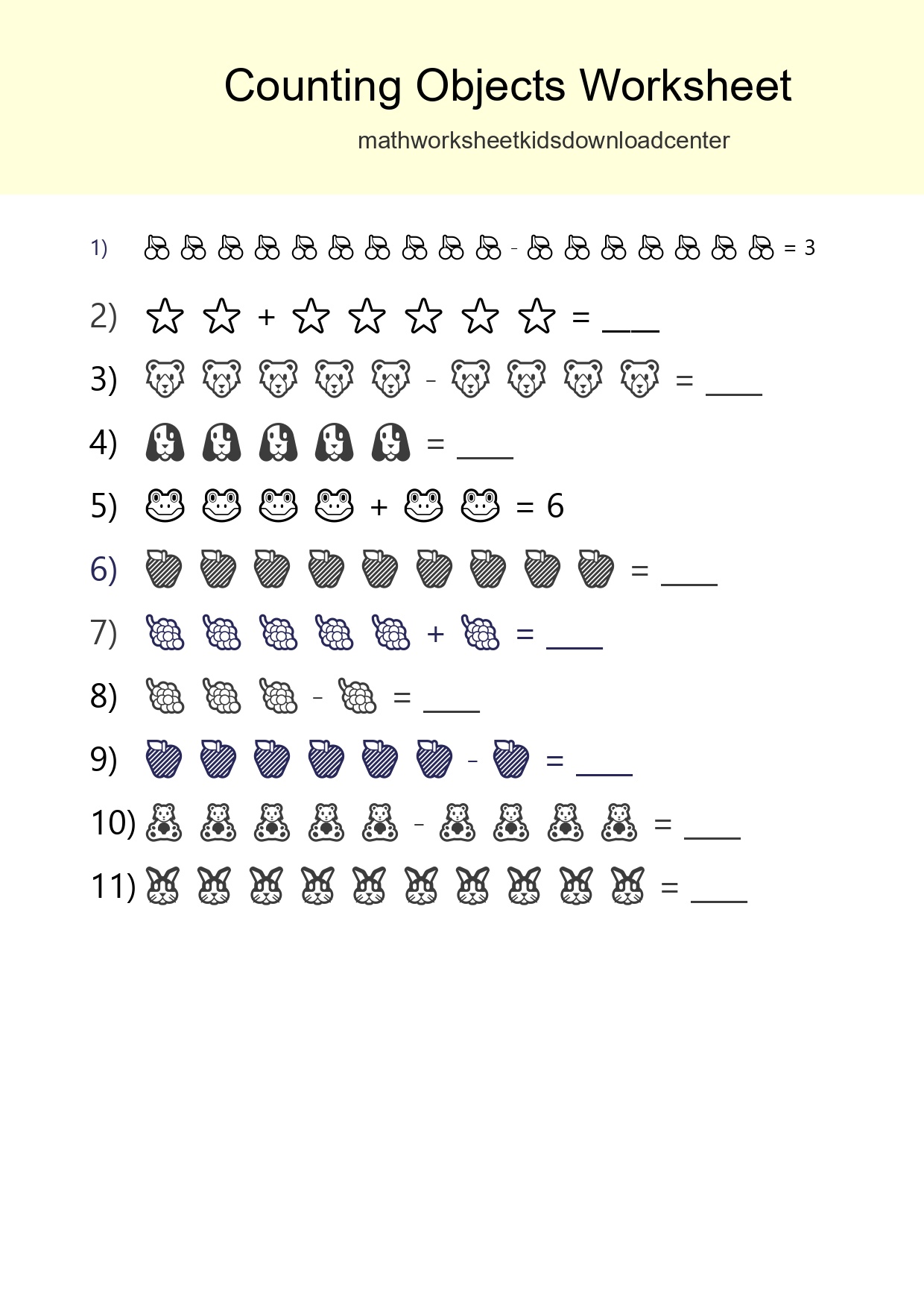 Free Counting Objects Worksheet For Kindergarten Printable - Part 113