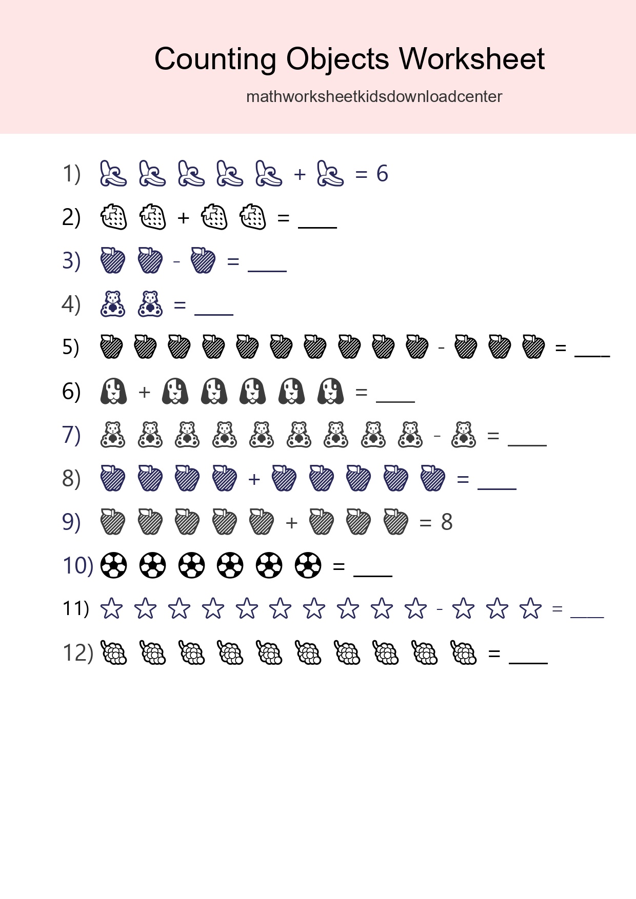 Free Counting Objects Worksheet For Kindergarten Printable - Part 91