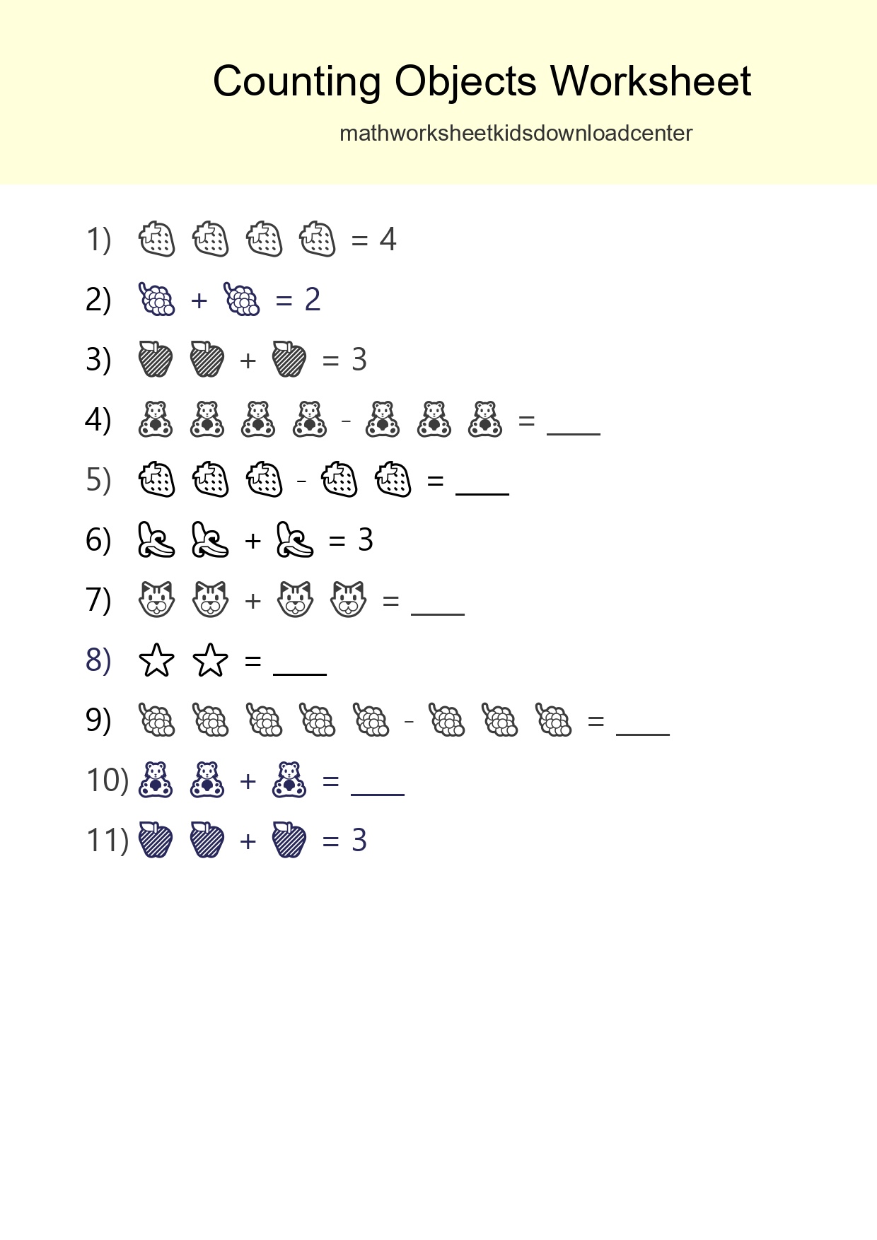 Free Counting Objects Worksheet For Pre-K - Part 102