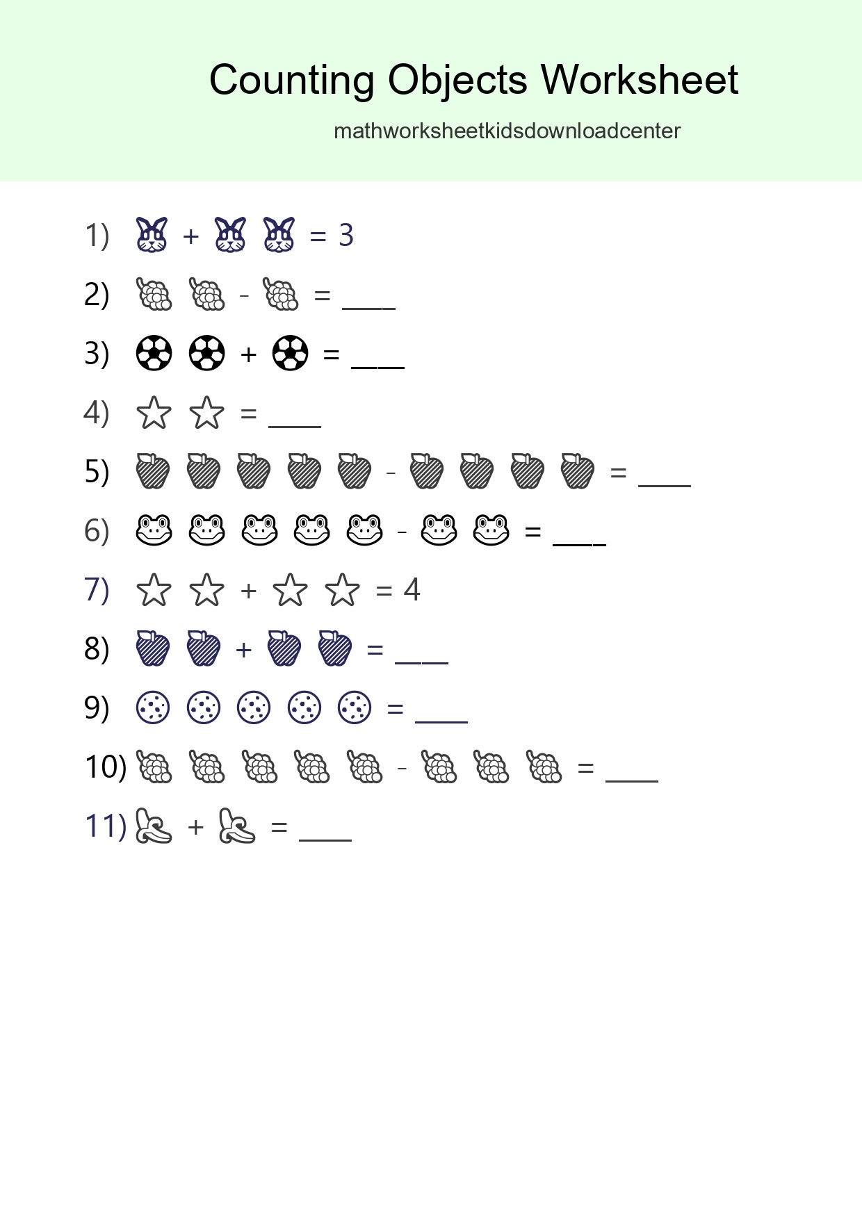 Free Counting Objects Worksheet For Pre-K Printable - Part 135