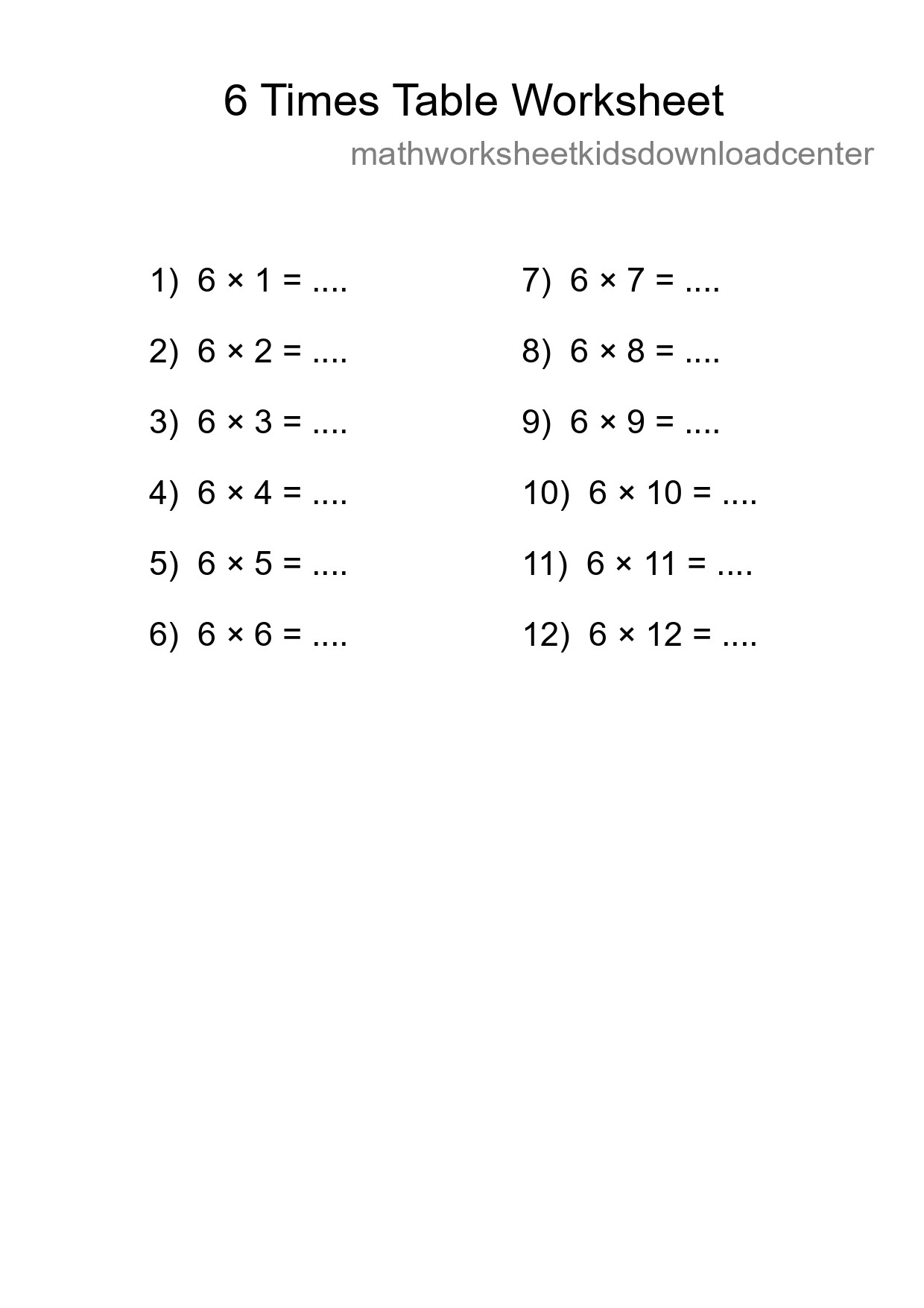 Grade 3 Multiplication Table 6 Practice - Part 218