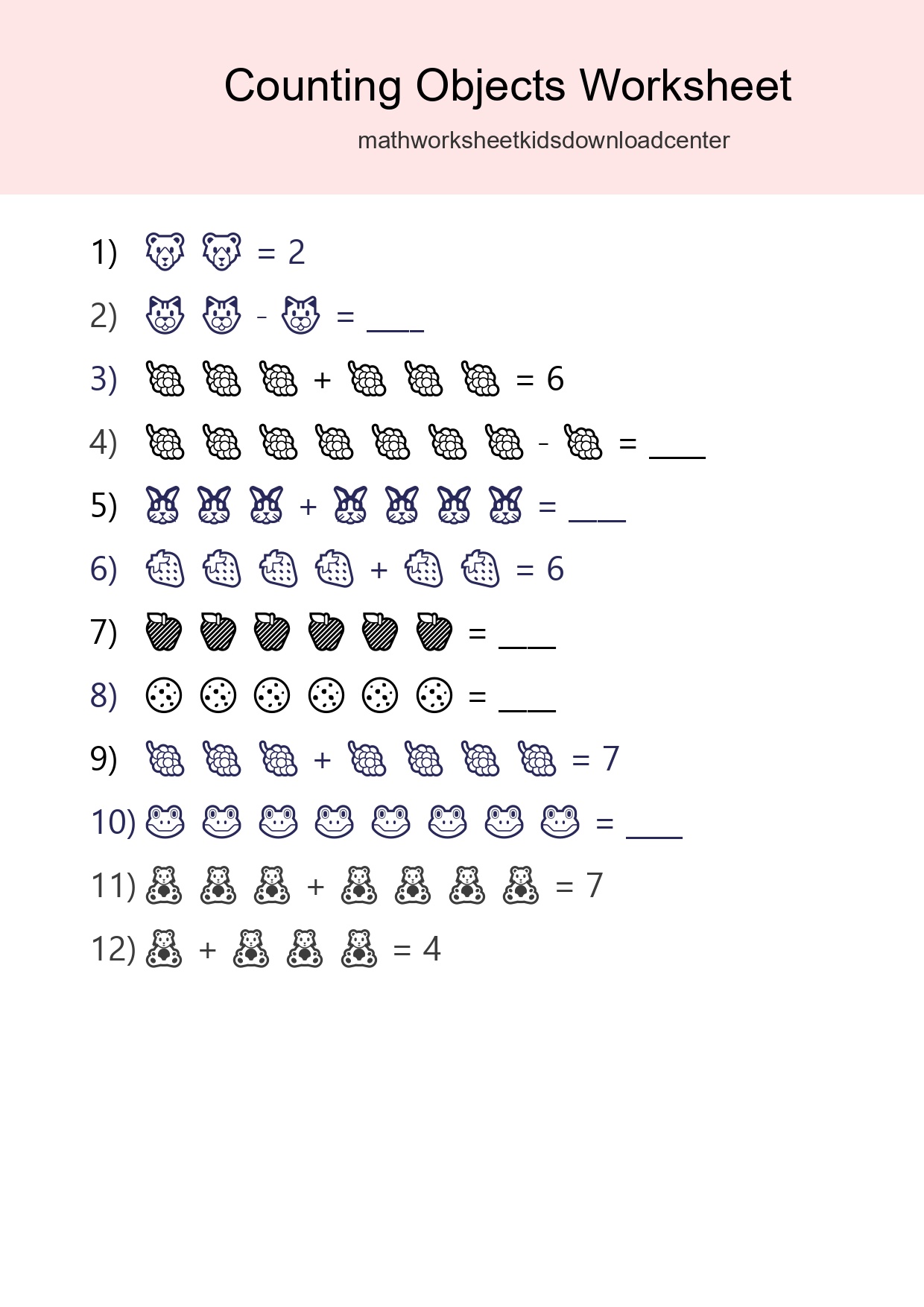 Kindergarten Count The Objects Worksheet - Part 69