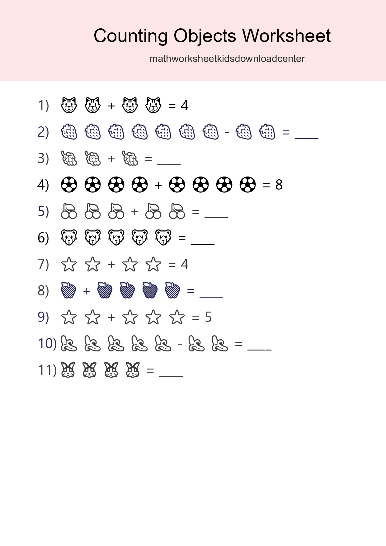 Learn Counting With Pictures Worksheet (Kindergarten) - Part 124