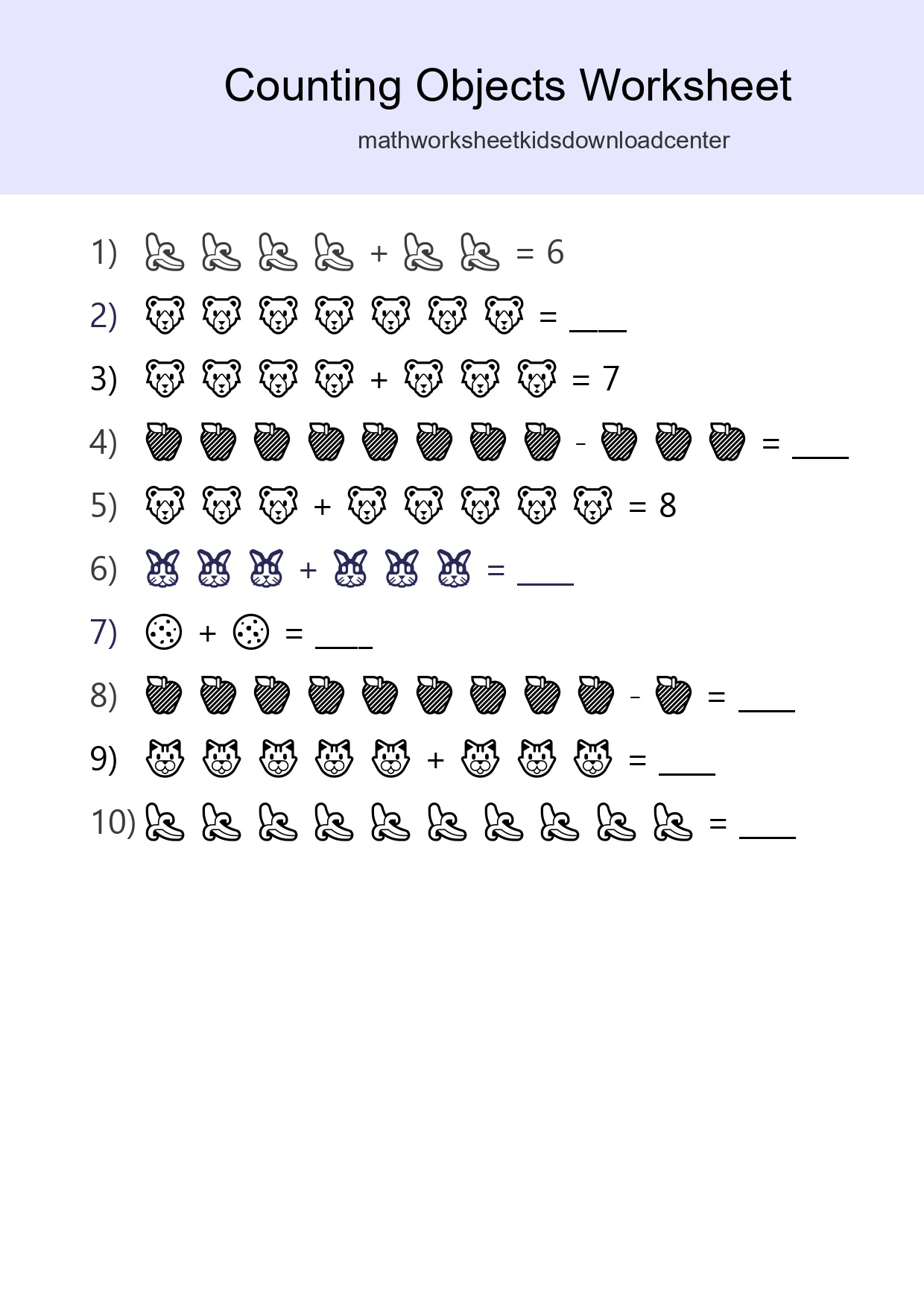 Learn Counting With Pictures Worksheet (Kindergarten) - Part 179