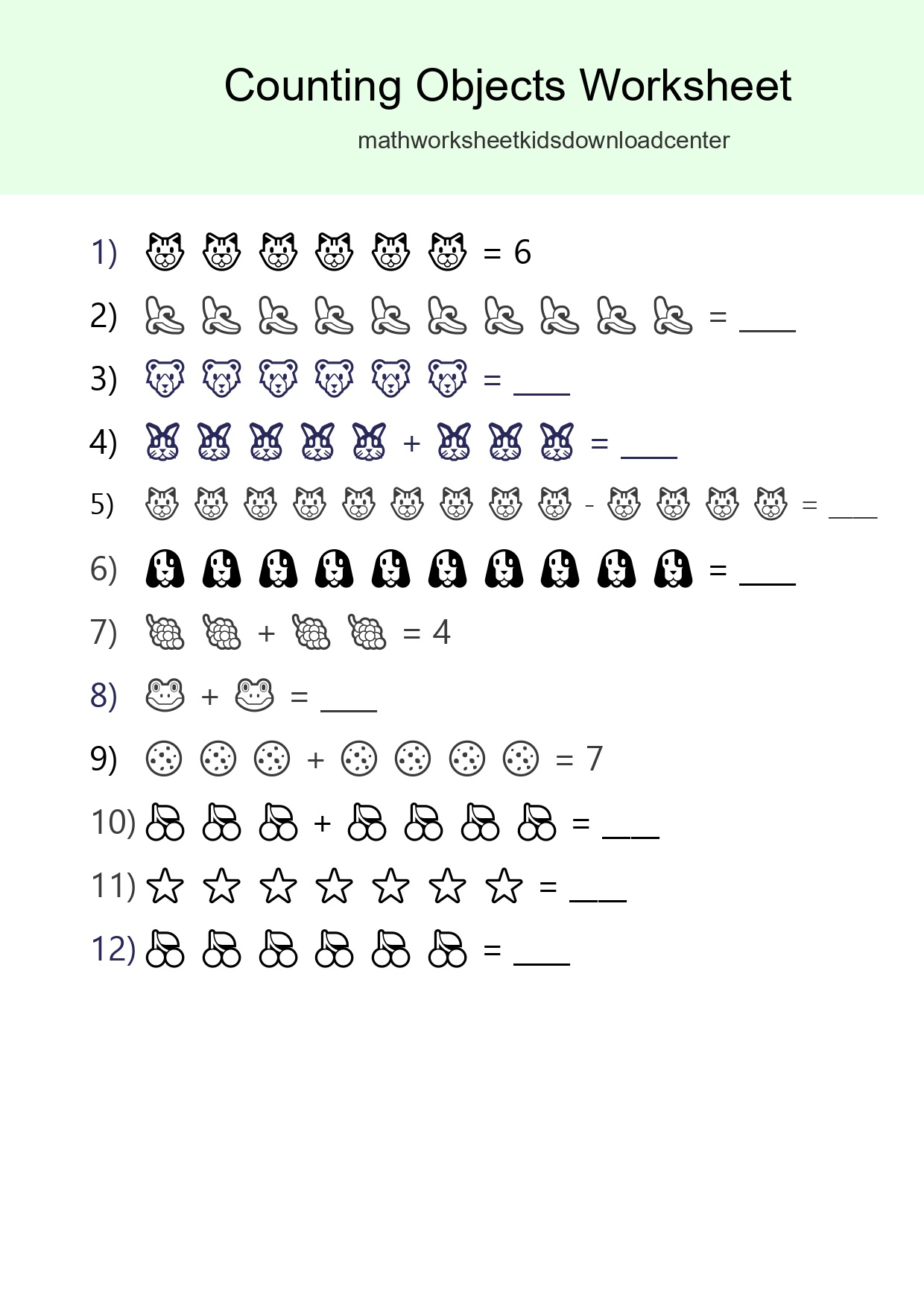 Learn Counting With Pictures Worksheet (Kindergarten) - Part 190