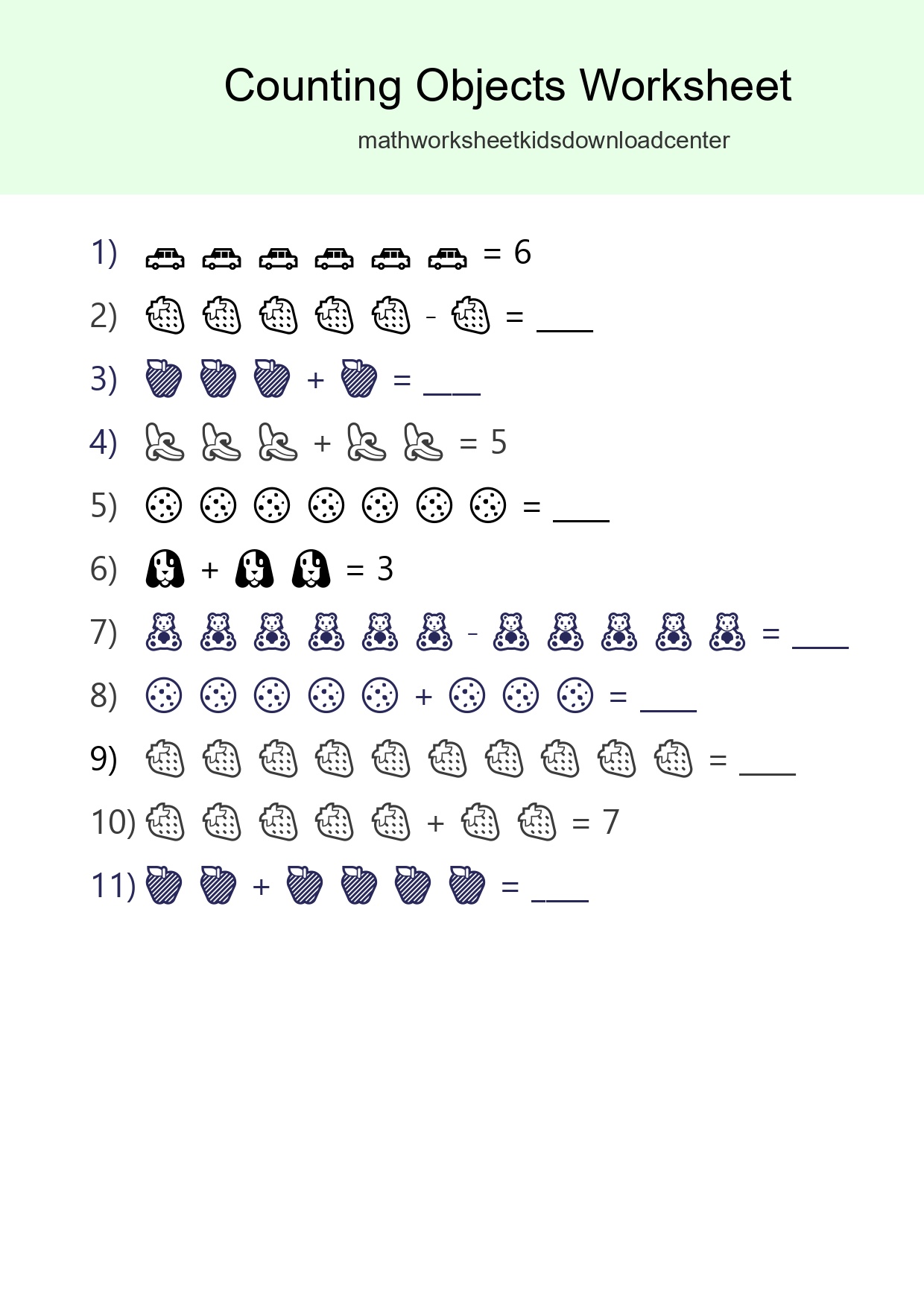Learn Counting With Pictures Worksheet (Kindergarten) - Part 223